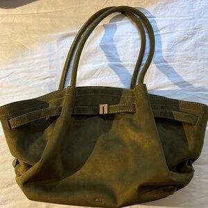 NEW JW PEI - Hana Medium Faux Suede Tote Bag - Dark Olive